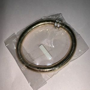 NWT gold tone bracelet with Swarovsky barrel